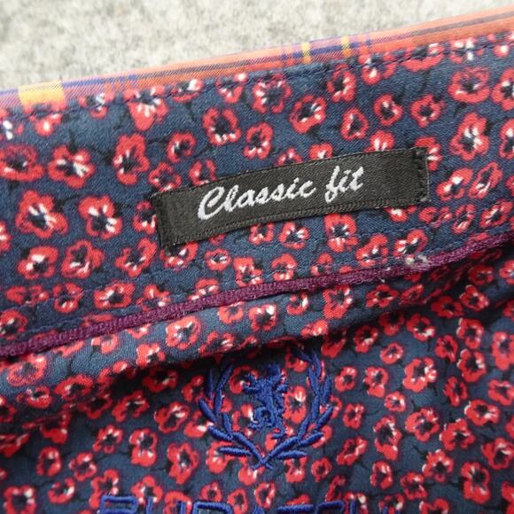 Bugatchi Uomo Button Up Shirt Mens Large Orange Long Sleeve Classic Fit Check - Picture 7 of 13